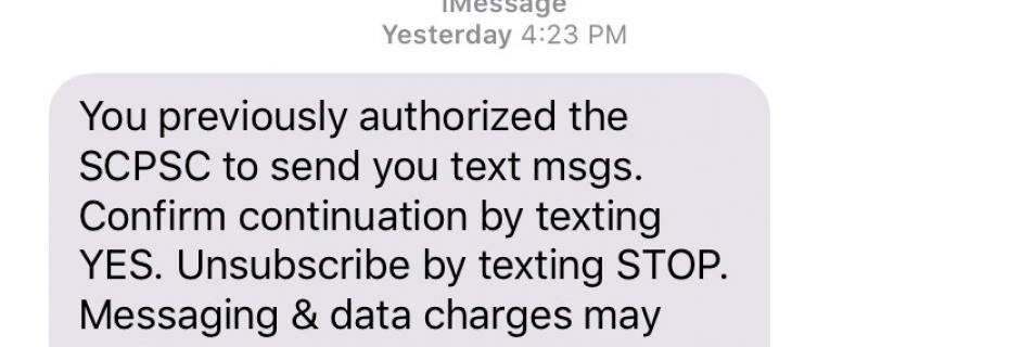 screenshot of opt-in message